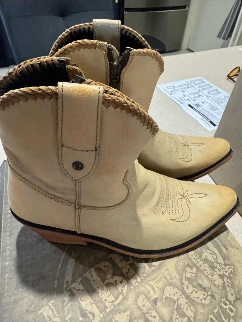 Liberty Black Tan Leather Western Ankle Booties